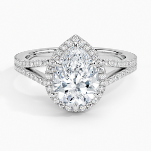 Bague BOJ 089 en argent 925 avec halo de pierres, solitaire en diamant taille poire 2 carats, couleur D, VVS1, moissanite certifiée GRA, prix bas - Product Image 1