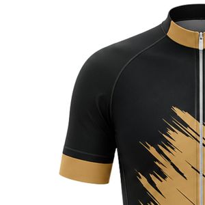 Men's Black Gold Zipper Sublimation Print <b>Cycling</b> Jersey Short Sleeve Bike Riding Shirt Athletic Outdoor Sports Clothing - Product Image 6