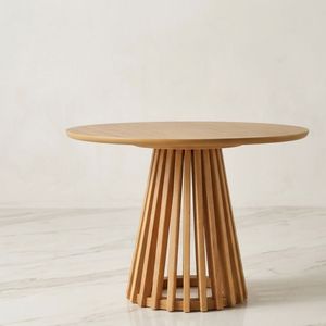 Solid Teak Wood <b>Coffee</b> <b>Table</b> <b>Round</b> <b>Wooden</b> Center <b>Table</b> Natural Brown Modern Accent <b>Table</b> for Living Room - Product Image 2