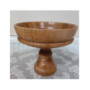 Bol de service classique en bois sculpté résistant à la chaleur, élégant centre de table sur pied pour fruits, collations et décorations de table spéciales - Product Image 5