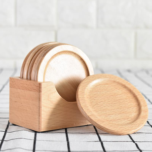 Wood Coaster Round Wood Slices Wholesale Wood Coaster With Holder Modern Design Wood Coaster - Product Image 4