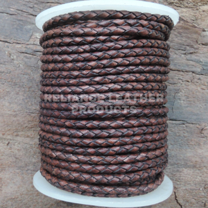 4mm Antique Dark Brown Matt Bolo Braided <b>Leather</b> Cord Customizable <b>Leather</b> <b>String</b> for Handmade Jewelry - Product Image 6