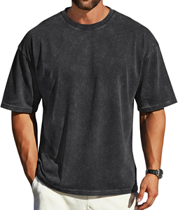 เสื้อยืดคอตตอน 100% ทรงโอเวอร์ไซส์ ซักกรด น้ำหนัก 280 กรัม ไหล่ตก คอกลม แบบเบสิค สำหรับผู้ชาย สไตล์วินเทจ แขนสั้น สีพื้น - Product Image 1