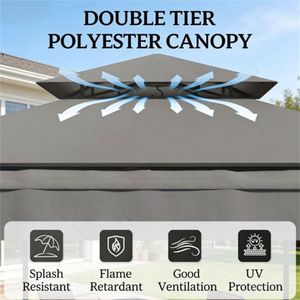 Padiglione per Barbecue da Esterno Grigio Scuro per Intrattenimento all'Aperto - Product Image 3