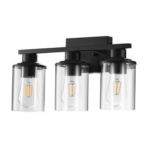 Lampada da Parete Moderna a 3 Luci per Bagno con Paralume in Vetro Trasparente E26, Applique Moderna per Specchio da Bagno - Product Image 1