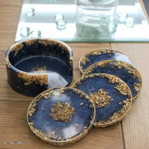 Modern Square Wood <b>Coasters</b> <b>Set</b> Black White Geometric Pattern Non-Slip Mats & Pads - Product Image 5