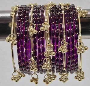 Gold Plated Glass Kashmiri <b>Bangles</b> with Emerald Cut Pearl Detailing Trendy Bridal & Wedding Occasion Wear - Product Image 4