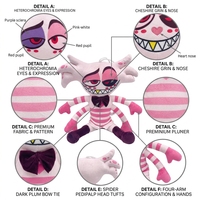 Peluche Hazbin Hotel personnalisée OEM ODM, design rayé rose et blanc, certifiée multi-normes