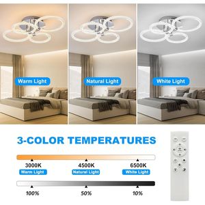 Plafoniera LED Moderna Dimmerabile a 6 Anelli in Acrilico IP44 RGB per Camera da Letto, Soggiorno, Cucina, Ufficio - Product Image 5