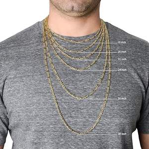 Cadena de Eslabones Figaro Clásica de Plata de Ley 925 y Oro Amarillo de 14K, 2.5mm de Grosor, para Mujer y Hombre, Collar de 18 Pulgadas, Regalo de Compromiso - Product Image 3