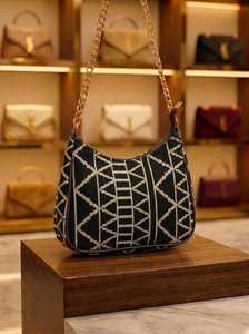 Geometric Solid Fashion Bohemian Vintage Canvas Water Resistant Portable Polyester Lining Crescent Shoulder Bag Chain <b>Strap</b> - Product Image 2