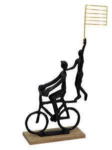 Escultura de Bicicleta de Aluminio Hecha a Mano, Duo con Bandera Dorada, Estatua Moderna Abstracta de Ciclismo para Decoración del Hogar, Adorno de Escritorio de Oficina - Product Image 4