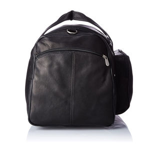 Bolsa de lona de cuero, estilo casual, para viaje, de cuero genuino, acabado liso, con múltiples compartimentos. - Product Image 3