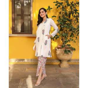 Angrakha Set in Snowy Pattern Casual Cotton <b>Kurta</b>/Kurti XS Size for India/Pakistan Kurti New Arrival <b>Women</b> Pure Cotton <b>Kurta</b> set - Product Image 2