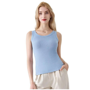 Women Solid O-Neck Ribbed Tank <b>Top</b> Summer Basic Elastic Sleeveless Crop <b>Tops</b> Silk/Cotton Satin Eco-Friendly Front Logo - Product Image 1