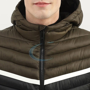 En stock, style personnalisé, veste matelassée pour homme en laine et polyester, logo sur le devant, prix de gros, manches longues - Product Image 6