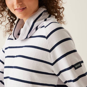 Sudadera de punto de algodón a rayas con cuello marinero de manga larga para mujer, informal, transpirable, de longitud completa, para primavera - Product Image 4