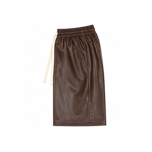 Shorts Bermuda en Similicuir pour Homme avec Cordon de Serrage, Couleur Unie, Décontracté, Tissé, Revêtement PU, Respirant, avec Poches, Short en Cuir - Product Image 6