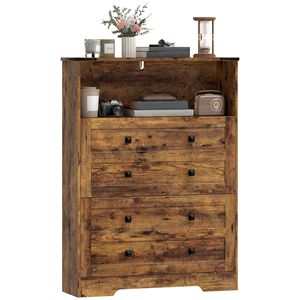 Mobiletto Rustico Marrone per Scarpe con 2 Cassetti Ribaltabili per Soggiorno - Product Image 1