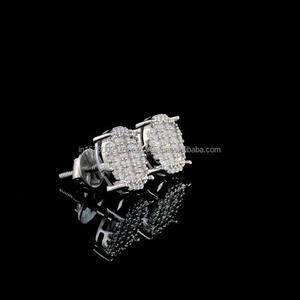 Luxury Square Moissanite Diamond Earrings 925 Sterling <b>Silver</b> Cluster <b>Stud</b> Jewelry - Product Image 5