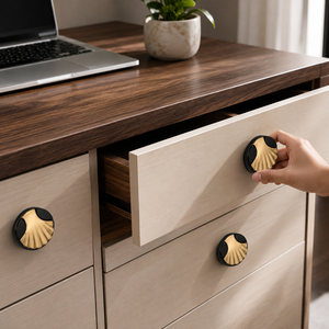 Modern Hanging Scallop Shell Round Cabinet Knob Zinc Alloy Drawer Pull for <b>Wardrobe</b> and Bedroom Furniture - Product Image 5