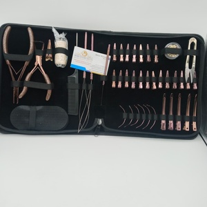 Kit de pinces pour extensions de cheveux en acier inoxydable rose doré, pinces à 2 trous avec clips et outils à boucles - Product Image 4