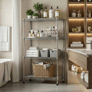 MZG Contemporary High Quality Clean Line Metal Storage Shelving 4 Layer Silver Chrome Plated Pantry <b>Wire</b> Shelving System - Product Image 6