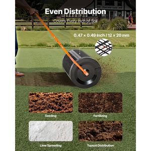 Épandeur de tourbe et de compost de jardin large de 24 pouces avec poignée en T, 3 hauteurs réglables, en acier thermolaqué, pour engrais - Product Image 3