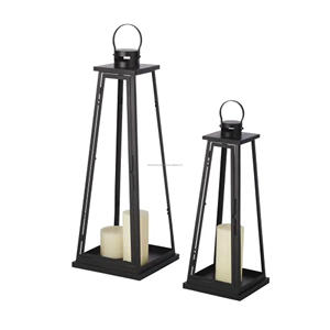 <b>Vintage</b> Style Matte Black Metal Candle Holder Indoor Outdoor Home Decorative <b>Lantern</b> for Events and Parities - Product Image 2