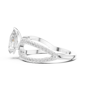 Anillo de Compromiso con Diamante Moissanite Corte Pera, Plata 92.5, Estilo Romántico, Joyería para Mujer - Product Image 1