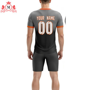 Custom Sublimation Football Jersey Shorts Set Gray Orange Breathable Polyester Adult Unisex Uniform Team <b>Name</b> Number - Product Image 6