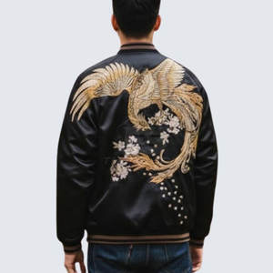 Chaqueta Sukajan de satén de moda urbana premium, tela muy suave, diseño trasero único para un look moderno. - Product Image 4