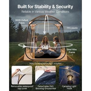 63x63 Inch Clear <b>Bubble</b> Pop-up Sports Tent for 2-4 Persons Waterproof Outdoor Pod Floor Mat <b>Top</b> Cover for Garden Igl - Product Image 3