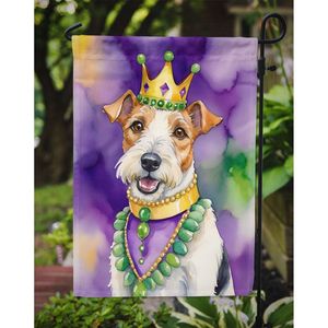Bandera de jardín multicolor Fox Terrier King Mardi Gras, buzón decorativo y cartel de patio para camas de flores y obras de arte - Product Image 3