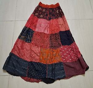 Long Rayon Printed Dori <b>Skirt</b> With Patch Work Hippie Festival Bohemian Style <b>Skirt</b> Free Size GC-AP-1452 - Product Image 1