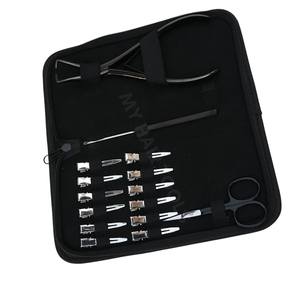 Outils pour extensions capillaires à usage professionnel en salon avec pinces à perles, outil de retrait, crochet de tirage, mini-ciseaux de coupe, pinces de sectionnement, dans un étui - Product Image 6