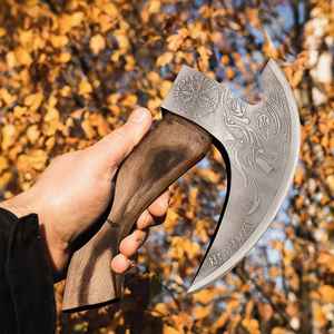 Cortador de Pizza Vikingo Premium Hecho a Mano al por Mayor, Cuchilla Estilo Hacha Forjada a Mano de Grado Industrial con Mango de Madera, Rebanador de Pizza Tipo Hacha - Product Image 4