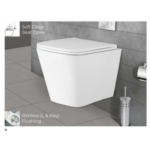 WC suspendu élégant et moderne de style italien, 500x350x330mm, en céramique, pour salle de bain commerciale. - Product Image 1