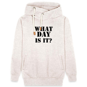 Sudadera con Capucha Gris para Hombre con Estampado de '¿Cuál es el día?', Corte Regular, Informal, de Algodón Tejido, con Bolsillo Frontal, para Otoño - Product Image 4