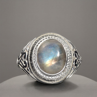 Bague en argent plaqué argent pour femme avec pierre de lune arc-en-ciel, bague en argent sterling 925, bagues en pierres précieuses faites à la main, bijoux en gros pour femmes