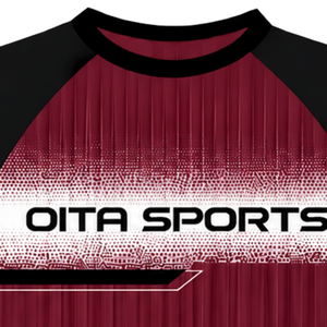 Maillot de sport personnalisé bordeaux et noir à manches courtes raglan, col rond, respirant, pour entraînement et uniforme d'équipe - Product Image 5