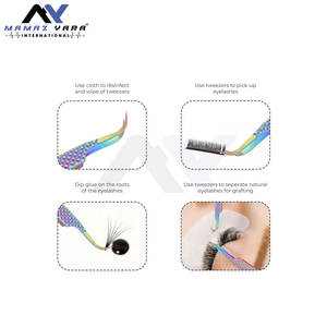 Juego de 6 Pinzas para Extensión de Pestañas con Puntas de Fibra de Precisión, Acero Japonés, Curvatura Delfín para Volumen y Curvatura Ligera Arcoíris - Product Image 4