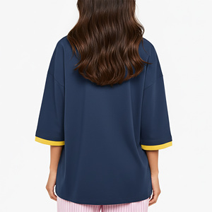 Nouvelle arrivée 2026 – T-shirt en coton uni à col rond et manches trois quarts pour femme, coupe ample, avec logo, style décontracté et en promotion - Product Image 5