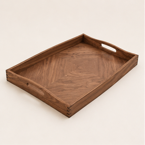 Handcrafted Rectangular <b>Walnut</b> Wood Serving Tray With Built-in Handles Large Decorative Ottoman Tray For Breakfast <b>Coffee</b> <b>Table</b> - Product Image 3