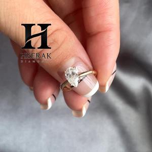 Anillo de Compromiso con Moissanita Corte Pera, Oro de 14K, Anillo Solitario con Diamante Cultivado en Laboratorio para Mujer, Fabricante de Joyería Personalizada - Product Image 5