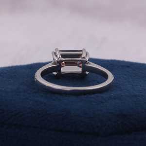 Radiant Charm Women's Rhodium 925 Sterling <b>Silver</b> <b>Emerald</b> Cut 1.50 Ct Lab Grown Diamond Pave Setting Wedding <b>Ring</b> CMA Certified - Product Image 2