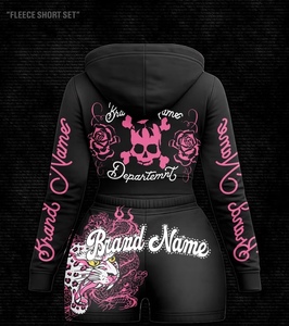 2026 Women's 2-Piece Street Sportswear Set Hooded Full-Sleeve T-Shirt and <b>Knee</b>-Length Shorts Breathable Non-Pilling - Product Image 4