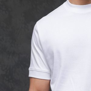 T-shirt pour homme en tissu tricoté 100% coton personnalisé, sans impression, de haute qualité, prix raisonnable, uni, décontracté, OEM ODM - Product Image 4