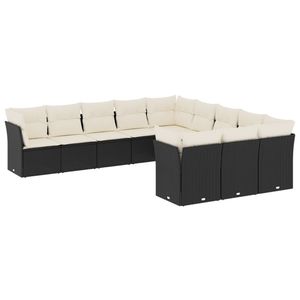 Conjunto de Sofá Modular Grande de 11 Piezas para Jardín en Ratán PE Negro, Muebles Elegantes para Exteriores - Product Image 2