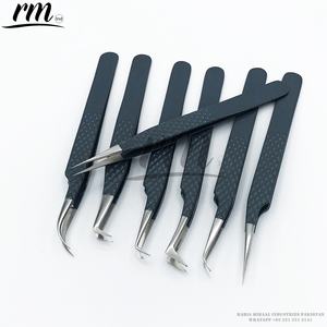 แหนบต่อขนตาสแตนเลสสีเทาเข้มแบบมืออาชีพโลโก้ที่กำหนดเองสีเงินปลายแหลมมีวอลลุ่มจับเพชรที่ยอดเยี่ยม - Product Image 6